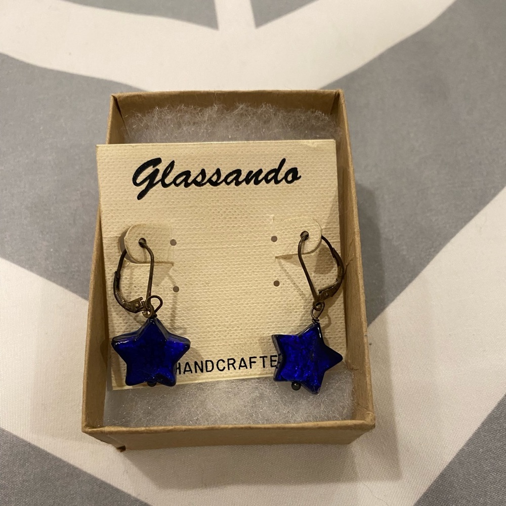 2/$10 Blue Star Earrings Sterling Silver